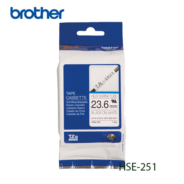 CINTA BROTHER HSE-251 23.6MM (0.93IN) X 1.5M (4.9FT) SIZE HEAT SHRINK TUBING BLACK ON WHITE RECOMMENDED FOR 7.3-14.3MM HSE251